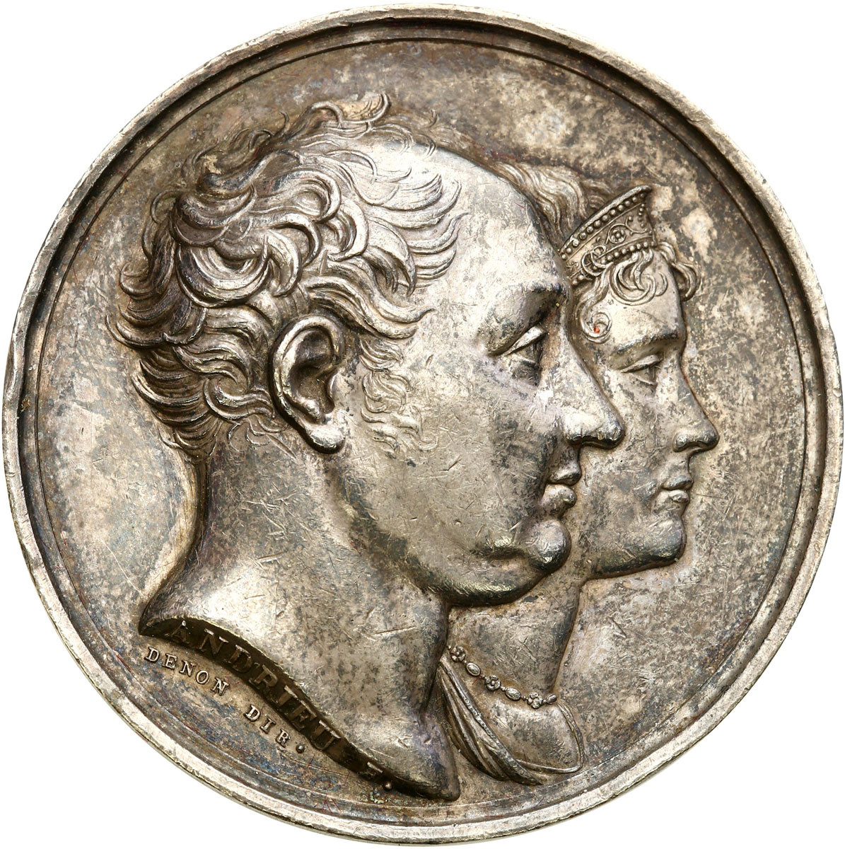 Francja, Napoleon I 1810, Medal Wizyta bawarskiej pary królewskiej w Paryżu srebro